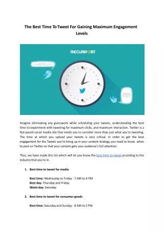Best Times To Tweet - RecurPost Social Media Scheduler