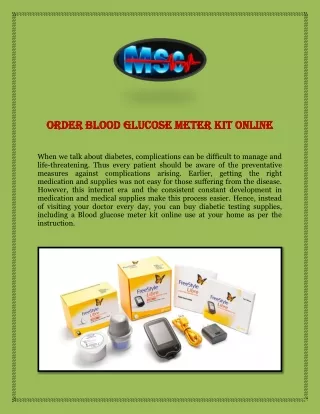 Order Blood Glucose Meter Kit Online
