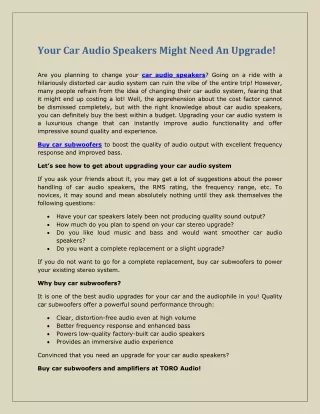 your car audio speakers might need an upgrade