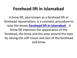 Forehead lift in Islamabad