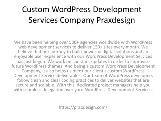 custom wordpress development services company praxdesign