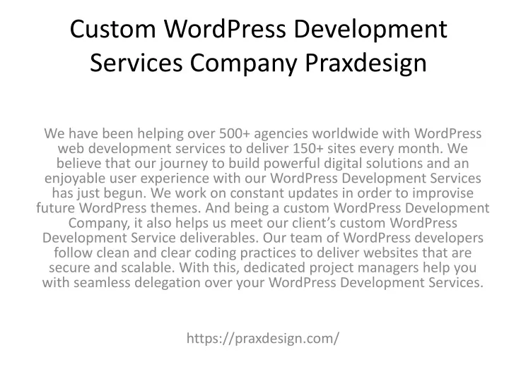 custom wordpress development services company praxdesign