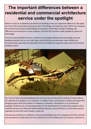 The important differences between a residential and commercial architecture service under the spotlight