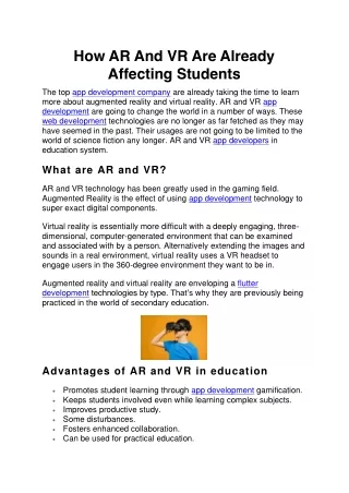 how ar and vr are already affecting students