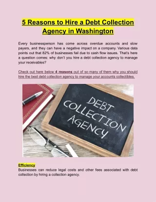 5 Reasons to Hire a Debt Collection Agency in Washington