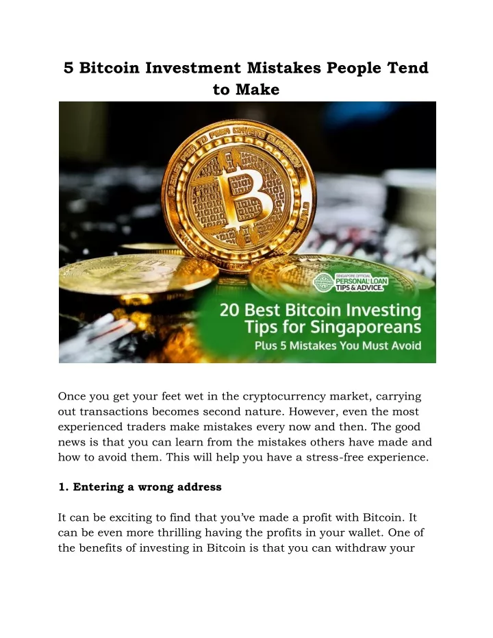 5 bitcoin investment mistakes people tend to make