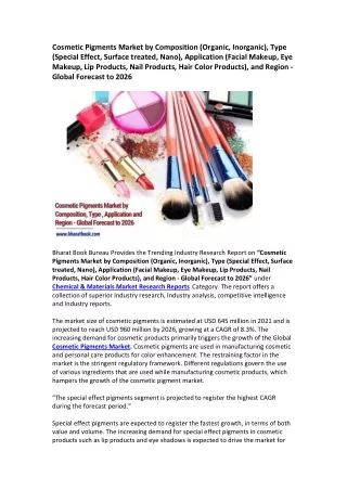 cosmetic pigments market by composition organic