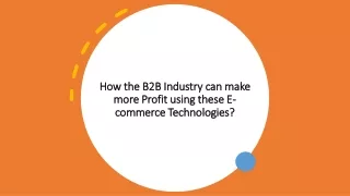How the B2B Industry can make more Profit using these E-commerce Technologies?