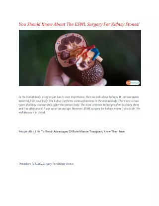 you should know about the eswl surgery for kidney
