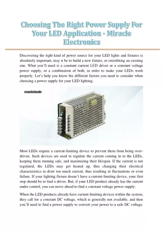 discovering the right kind of power source