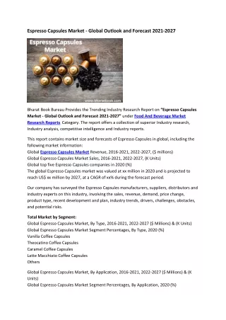 espresso capsules market global outlook