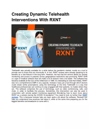Creating Dynamic Telehealth Interventions With RXNT