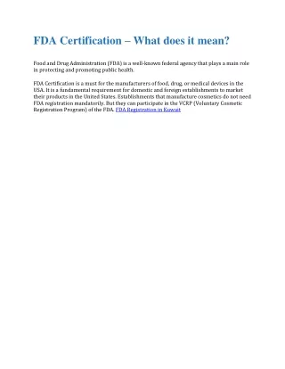 fda certification what does it mean food and drug