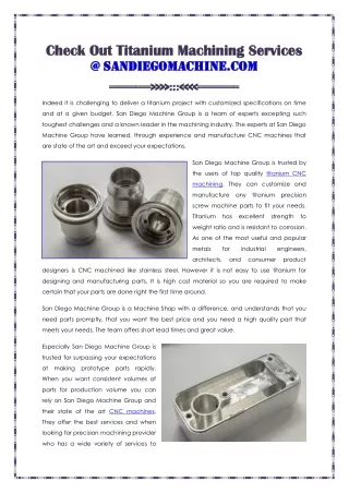 Check Out Titanium Machining Services