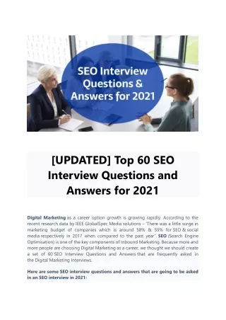 [UPDATED] Top 60 SEO Interview Questions and Answers for 2021