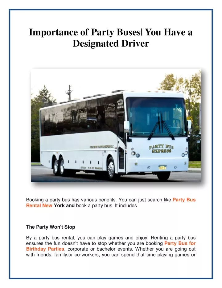 importance of party buses you have a designated