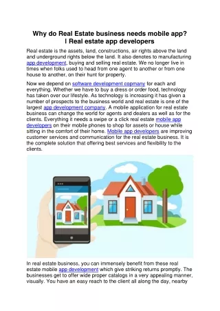 why do real estate business needs mobile app real