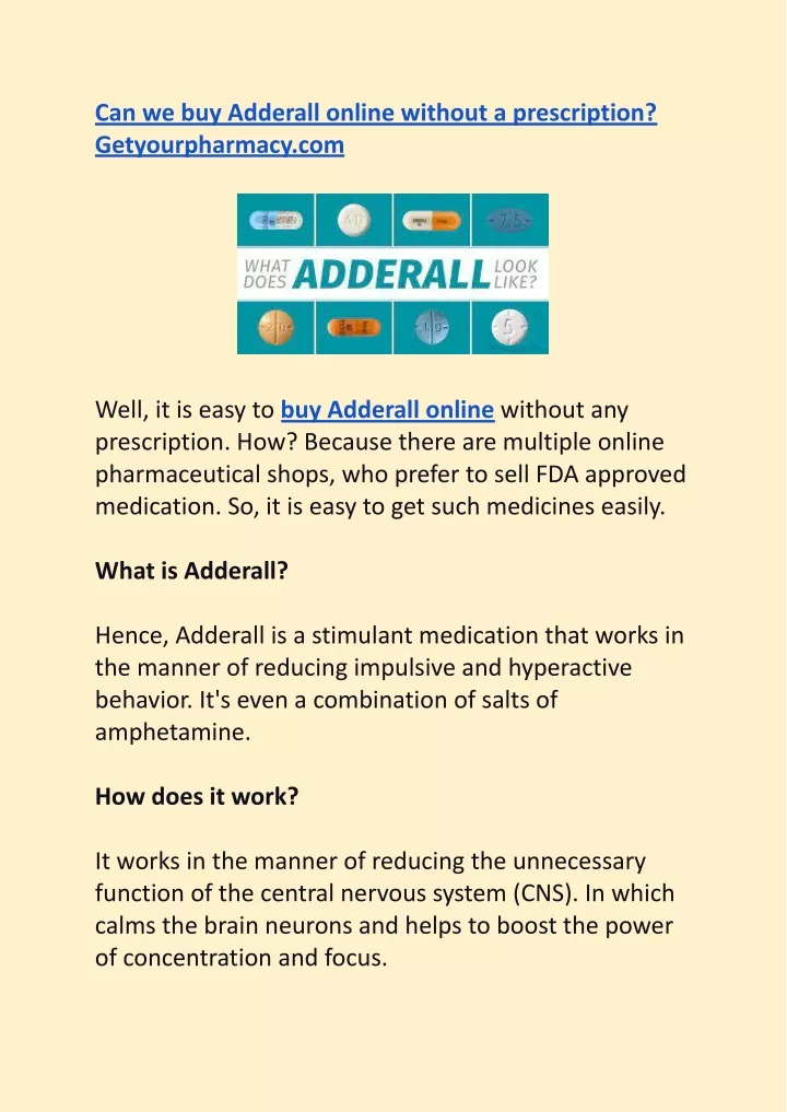 can we buy adderall online without a prescription