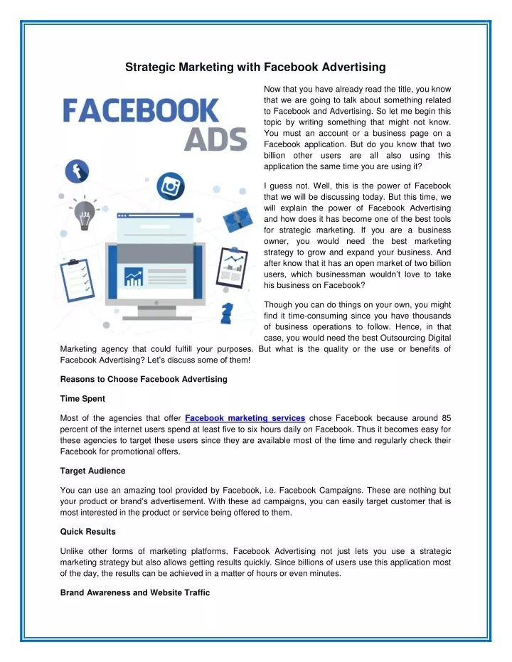 strategic marketing with facebook advertising