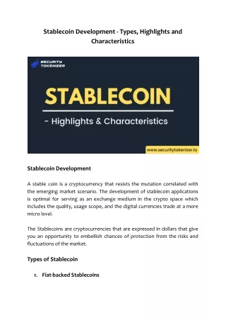 stablecoin development types highlights