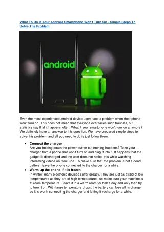 What To Do If Your Android Smartphone Won't Turn On - Simple Steps To Solve The