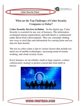What are the Top Challenges of Cyber Security Companies in Dubai?