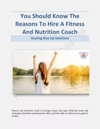 You Should Know The Reasons To Hire A Fitness And Nutrition Coach