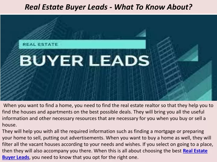 real estate buyer leads what to know about