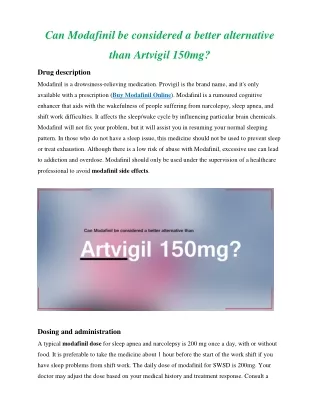 Can Modafinil be considered a better alternative than Artvigil 150mg