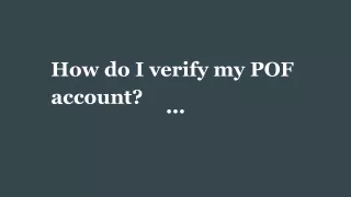 How do I verify my POF account