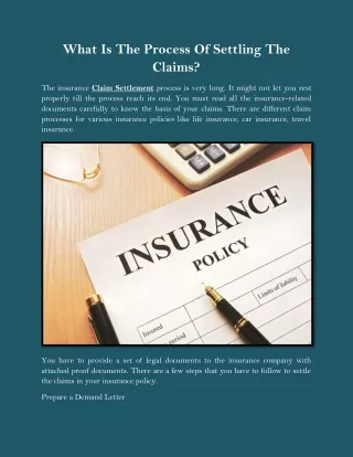 What Is The Process Of Settling The Claims