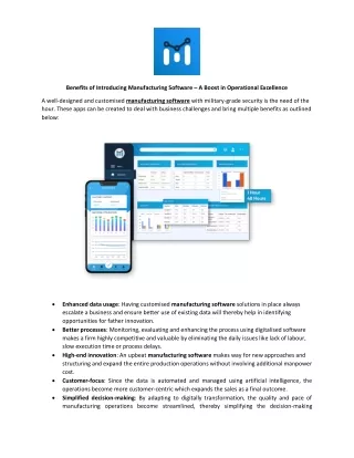 Benefits of Introducing Manufacturing Software – A Boost in Operational Excellence