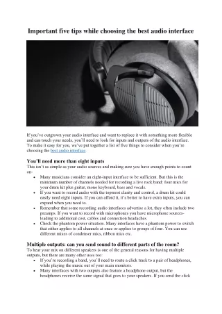 important five tips while choosing the best audio