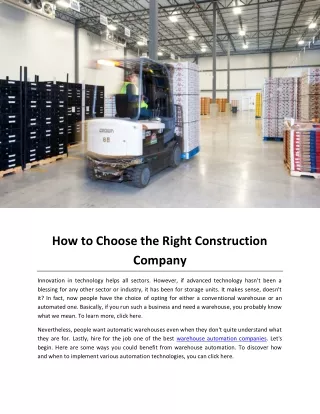 How to Choose the Right Construction Company