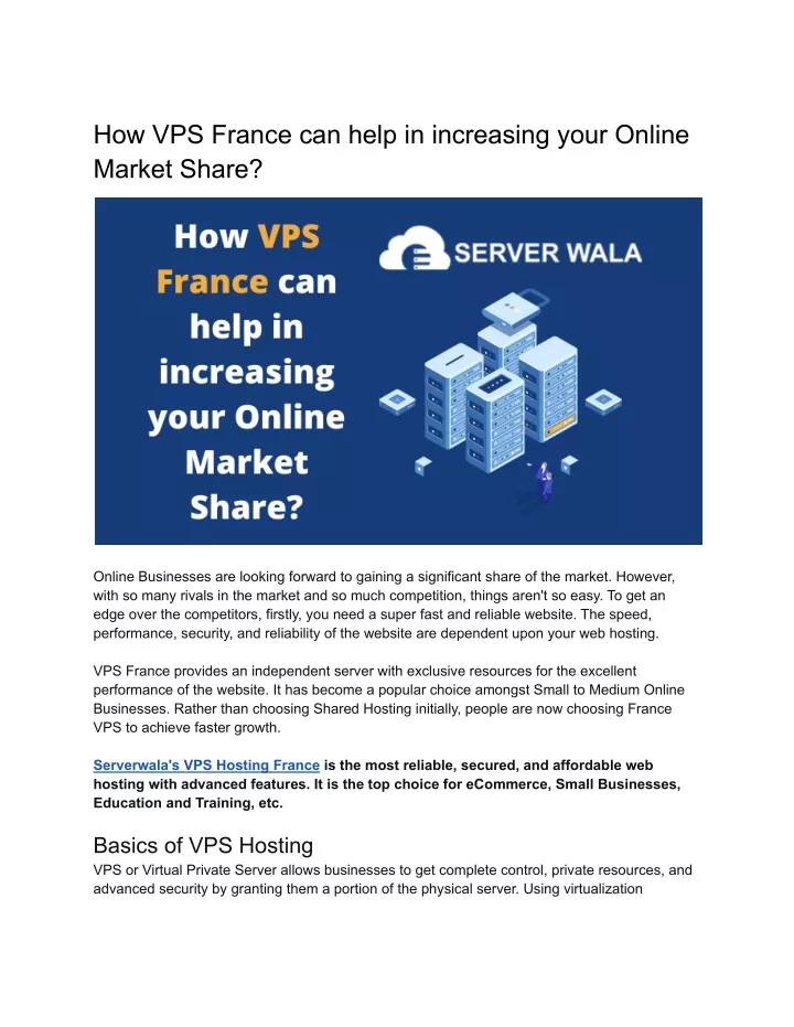 how vps france can help in increasing your online