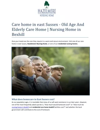 care home in east Sussex