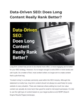 Data-driven SEO: Does Long Content Really Rank Better?