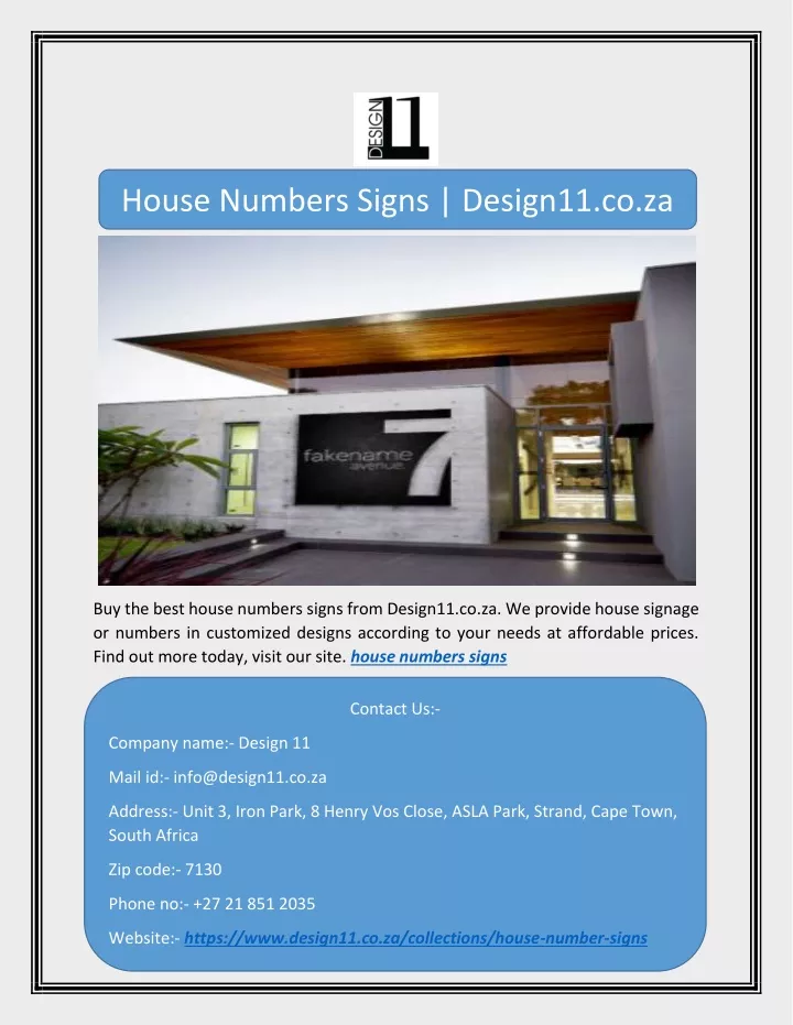house numbers signs design11 co za