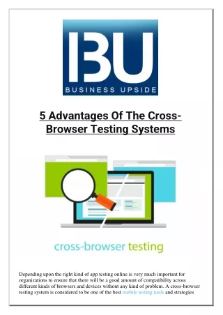 5 advantages of the cross browser testing systems
