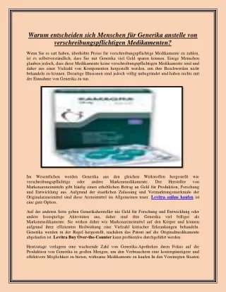 Warum entscheiden sich Menschen für Generika anstelle von verschreibungspflichtigen Medikamenten