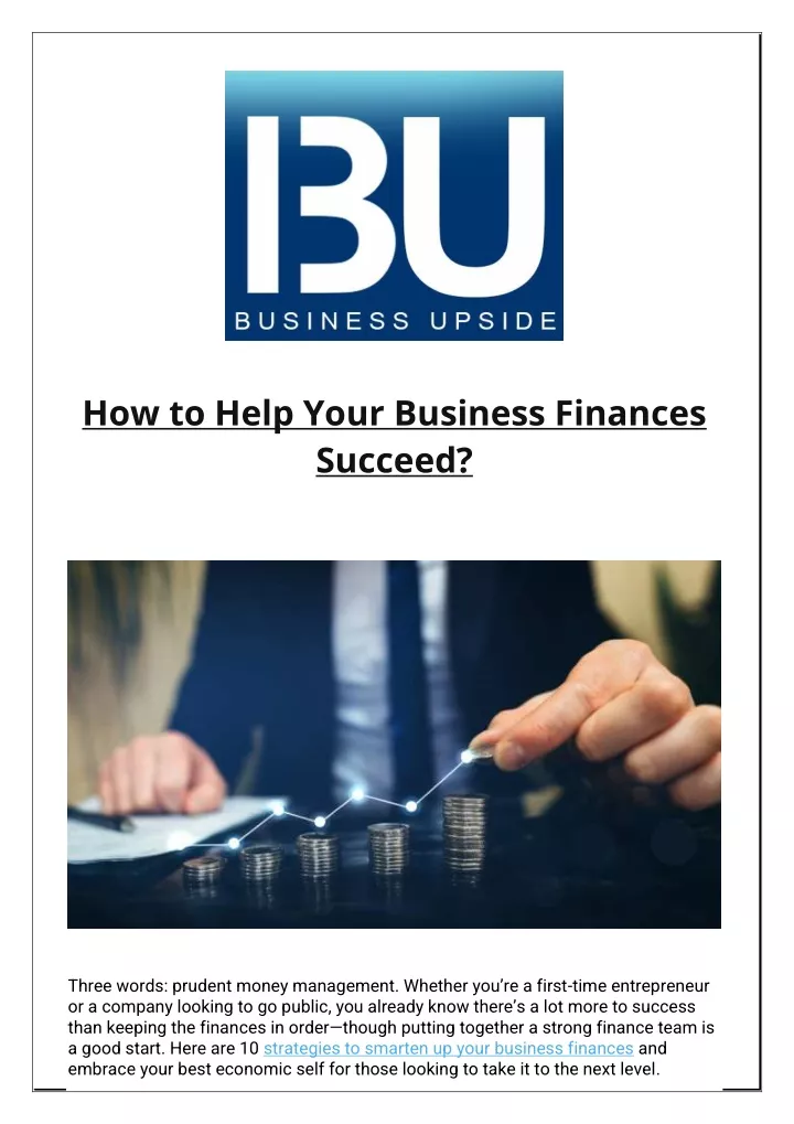 how to help your business finances succeed