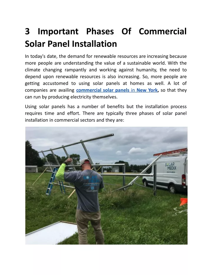 3 important phases of commercial solar panel