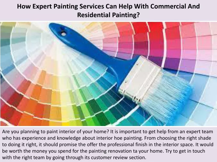 how expert painting services can help with commercial and residential painting