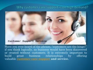Why customer care support is on high demand