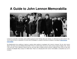 A Guide to John Lennon Memorabilia