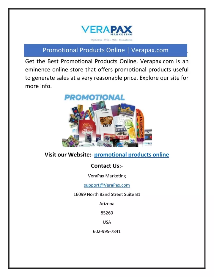 get the best promotional products online verapax