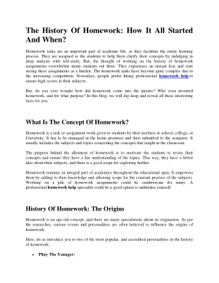 the history of homework how it all started