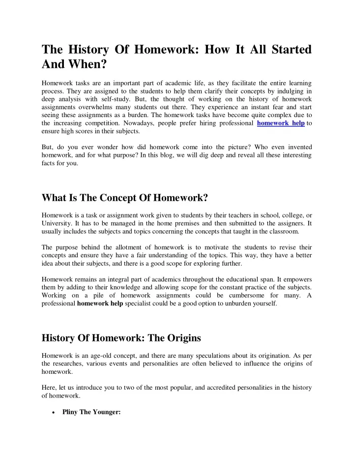 the history of homework how it all started