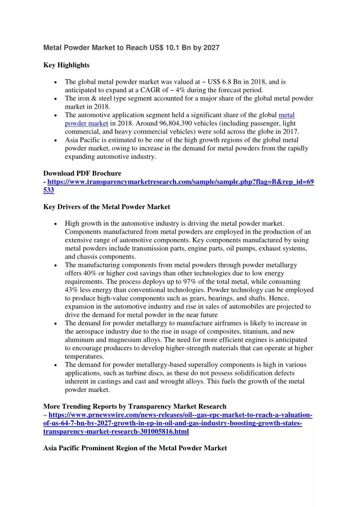 metal powder market to reach us 10 1 bn by 2027