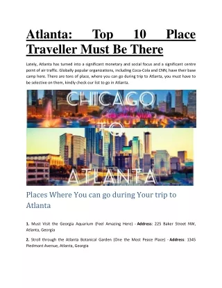 Atlanta Top 10 Place Traveler Must Be There